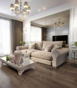 Elegancki salon w klasycznym stylu z sofą w kolorze beżowym i ścianą w kolorze S0300-N