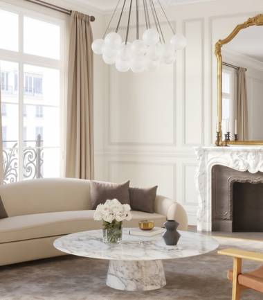 Salon &ndash; wnętrze z pomalowaną ścianą w kolorze C1 Biały Diament