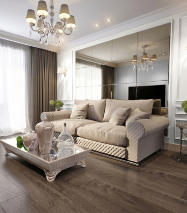 Elegancki salon w klasycznym stylu z sofą w kolorze beżowym i ścianą w kolorze S0300-N