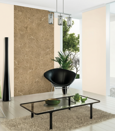 Salon – wnętrze z pomalowaną ścianą w kolorze S0505-Y60R