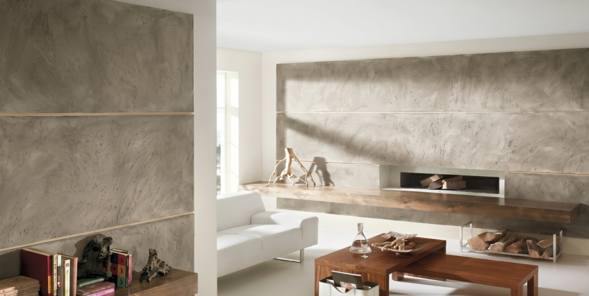 Salon &ndash; wnętrze z pomalowaną ścianą w kolorze Marmur Klasyczny Cyrkon Magnat Style