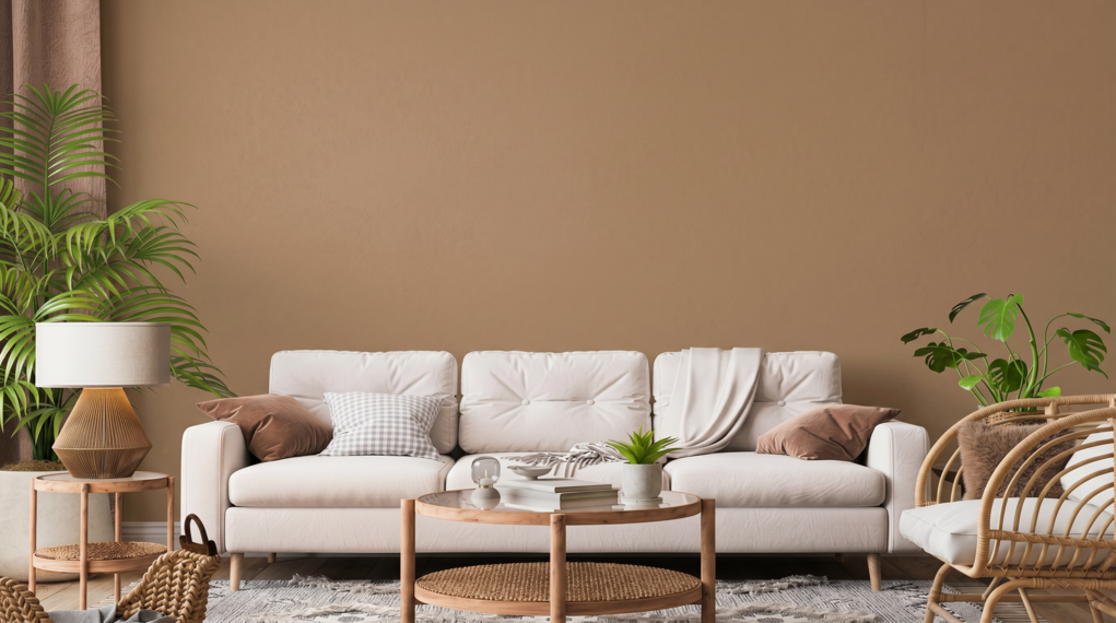 Salon z beżową ścianą MP23 Aromatyczna Kawa
